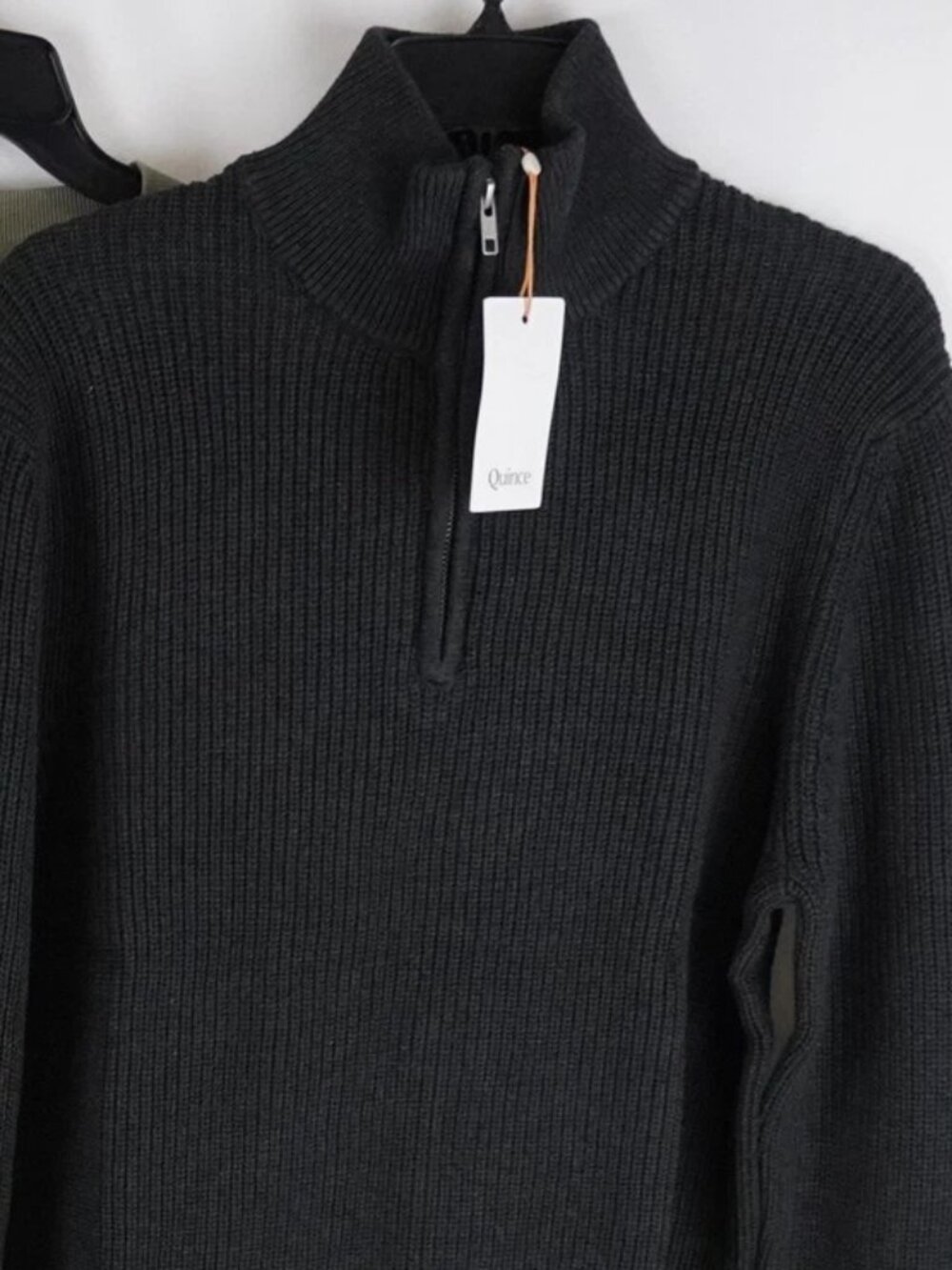 Quince Organic Cotton Ribbed Quarter-Zip Casual Meeting School Travel Work Warm - Picture 4 of 5